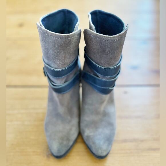 Nicole Faux Suede Heeled Ankle Boots Brown Tan Size 8 - Picture 5 of 11